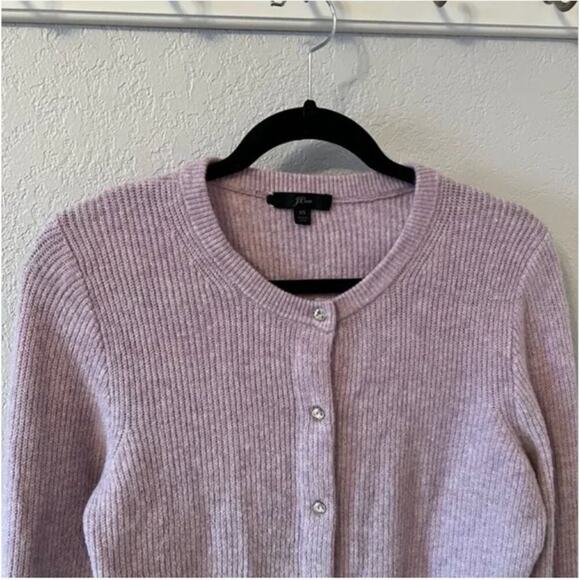 J. Crew Purple Jewel Button Ribbed Cardigan Sweater - Picture 4 of 8